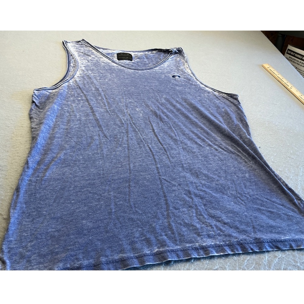 Oakley Tank Top Blue Acid Wash Burnout Sleeveless‎ Shirt XXL Surf Skate Casual